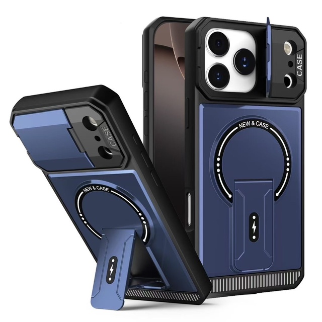 Silky Touch Shockproof Magnet Phone Case for iPhone 17 Air 16 15 14 13 12 Pro Max Plus Built-in Stand Cover Camera Protection