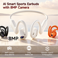 Casque audio sans fil à conduction osseuse AI Sport avec caméra 800W pour l'enregistrement vidéo, la course et les sports