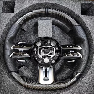 Volant en cuir et fibre de carbone véritable Xing Yao <span class=keywords><strong>Mercedes</strong></span> <span class=keywords><strong>AMG</strong></span> pour GT CL CLS CLA E S C36 G63 C43 ML <span class=keywords><strong>SL</strong></span> W204 W213 W211 W205 - Product Image 1