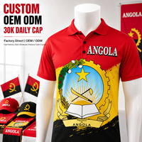 Camisetas Polo Personalizadas de Poliéster de 180 Gsm con Temática de Angola, Uniformes para Eventos con los Colores Nacionales, Fabricante OEM ODM Directo de Fábrica