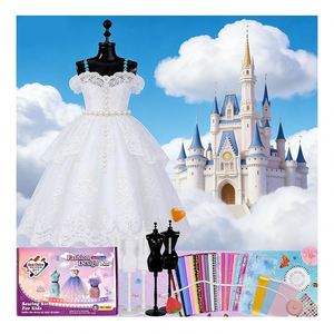 DIY Plastic <b>Sewing</b> <b>Kit</b> for Kids Fashion Design Mannequin Fabric Templates Accessories Tools Tutorial Video Gift Ages Seven - Product Image 1
