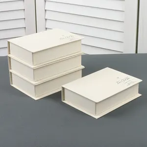 Luxury Decorative Custom Made White Book Shape Rigid Cardboard Gift Paper Storage Boxes
