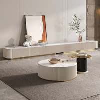 Table basse en bois massif et meuble TV combinés, rangement multifonctionnel, facile à nettoyer, mobilier de luxe moderne pour salon et chambre