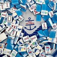 Set Ubin Mahjong Amerika Terinspirasi Laut, Tema Laut, Ubin Resin dengan Pola Mercusuar, Ekor Paus, dan Perahu Layar untuk Hadiah Pesta