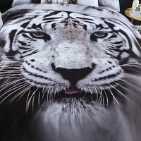 Ensemble de literie personnalisé 100% polyester numérique 3D imprimé cheval tigre sauvage quatre pièces housse de couette
