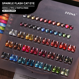 JTING Gel Holográfico con Destellos Efecto Ojo de Gato, 24 Colores, Gel Magnético con Purpurina de Diamante, Set de Esmalte de Uñas, Libre de HEMA, TPO y TMPTA, para Arte de Uñas - Product Image 1