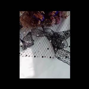 Crystal Birdcage Beads <span class=keywords><strong>Black</strong></span> Mesh Face <span class=keywords><strong>Veil</strong></span> accessori per capelli velo da sposa per la sposa - Product Image 6