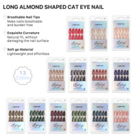 AIERFEI 24 pièces de faux ongles en gel effet œil de chat pailleté, qualité professionnelle de salon, vente en gros d'usine, ongles à presser, conseils de design pour mariage
