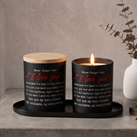 Bougie parfumée en verre noir mat avec couvercle en bois, texte et logo personnalisables pour les cadeaux de mariage, d'anniversaire et de Saint-Valentin