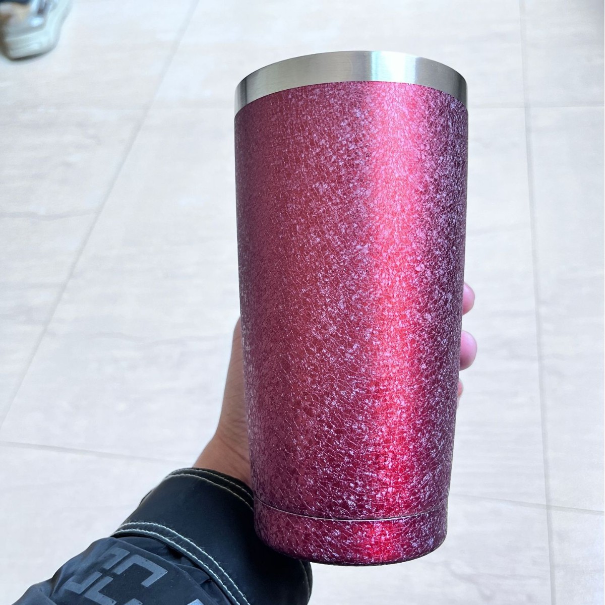 Peinture craquelée or rose