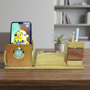 Organizador de escritorio con reloj, soporte para teléfono y portalápices, regalo de oficina multifunción, estilo sencillo - Product Image 4