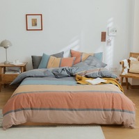 Ensemble de literie textiles de maison drap de lit king size teint en fil haute densité ensemble de literie en coton lavable de luxe