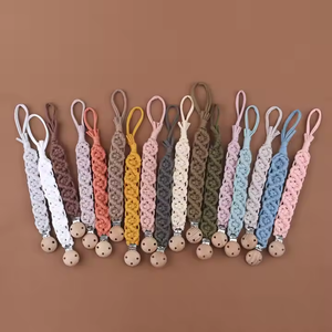 Chupete de ganchillo de punto de tejido suave de algodón hecho <span class=keywords><strong>a</strong></span> mano para bebé, juguete mordedor con Clip para recién nacido - Product Image 4