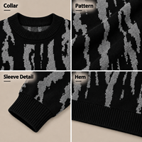 Pull ras du cou personnalisé pour homme en acrylique 480 GSM, tricot plat 5GG, jacquard vieilli, coupe oversize à épaules tombantes, OEM