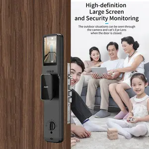 XSDTS M02 kunci pintu Wifi pintar, pengenalan wajah 3D dengan fungsi interkom Video Monitor kamera
