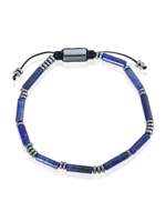 Bracelet à cravate ajustable en perles d'onyx et d'hématite pour homme