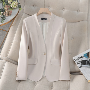 Women's Blazer Pink Slim Fit Single Button Solid Color Casual Short Style For Petite Women - Product Image 2