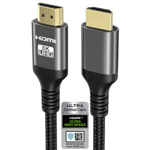 工場認証8k hdmi <span class=keywords><strong>2</strong></span>.<span class=keywords><strong>1</strong></span>ケーブル金メッキ1m 2m <span class=keywords><strong>1</strong></span>.5m 3m 10m hdmiケーブル8k 60hz 3d 48gbpsナイロンブレードhdmi 8kケーブル - Product Image 1