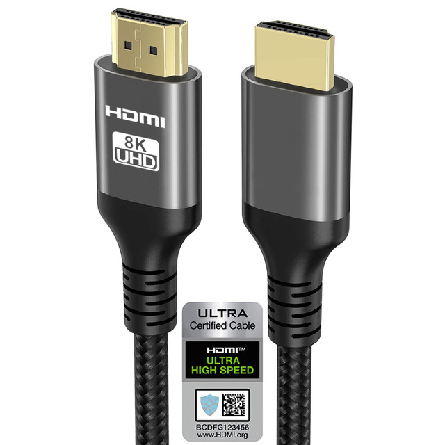 Factory Certified 8k hdmi 2.1 Cable Gold Plated 1m 2m 1.5m 3m 10m hdmi Cable 8k 60hz 3d 48gbps Nylon Braid hdmi 8k Cable