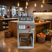 Kompor Mie Dua Bak Stainless Steel RKMF-G127 Pemasak Mie Listrik Efisiensi Tinggi untuk Dapur