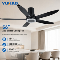 Ventilateur de plafond silencieux OEM ODM 56 pouces avec 5 pales en ABS, moteur BLDC, télécommande, noir et blanc, sans lumière, pour la maison, le bureau et la chambre.