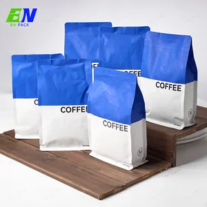 Bio Pla Custom Aluminum Foil Coffee Bean Flat Bottom Bag With Valve 250g 500g 1kg Kraft Paper Coffee Bag