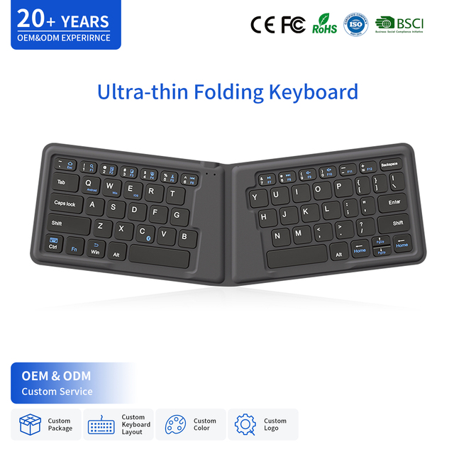 Ultra-Slim Foldable Keyboard Mini Portable Wireless Typing Keyboards for Mobile Phone Tablet Laptop Computer