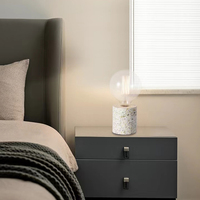 Lampe de table cylindrique moderne sans fil en terrazzo blanc, avec douille E27 et fonction de protection oculaire pour éclairage décoratif