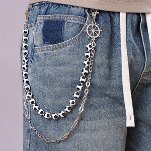 Double Layer Soccer Ball Waist <b>Chain</b> Zinc Alloy Punk Style <b>Jeans</b> Hanging <b>Chain</b> Daily Wear Fashion Body <b>Chain</b> - Product Image 1