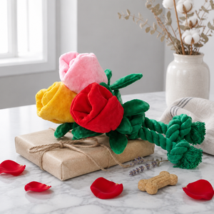 Jouet pour chien en peluche Rose Squeaky - Jouet à mâcher en corde de coton pour chiens de petite et moyenne taille, certifié CE, vente en gros, faible MOQ 50 pièces, cadeau UE - Product Image 5
