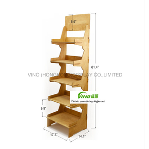 Expositor de suelo de madera - Estantería plegable ligera con 5 estantes y estanterías sólidas - Product Image 3