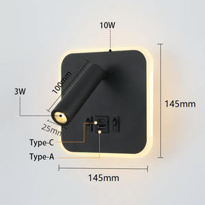 Le rectangle carré rond a mené des lampes murales de lecture de chevet avec le port de charge de type-c <span class=keywords><strong>pour</strong></span> l'hôtel - Product Image 3