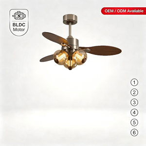 Ventilateur de plafond LED moderne à 3 pales avec télécommande, moteur DC, éclairage encastré, lumière blanc chaud 2700K, ventilateur pour salon - Product Image 2