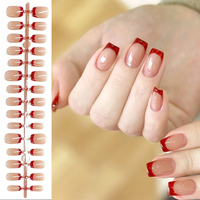 Kuku Palsu Premium Oval Magnetik Full Cover Bentuk Almond Salon Wear Pendek Bulat Mengkilap 30pcs Nail Kit