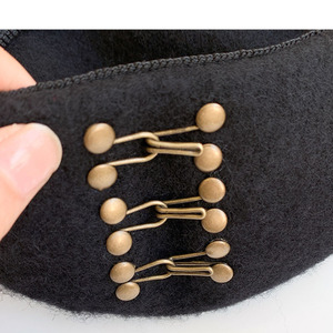 Béret rayé en PU <span class=keywords><strong>Automne</strong></span> Hiver avec boucle à clou métallique, style vintage, casquette de peintre britannique tendance, chapeau japonais 56-58CM - Product Image 4