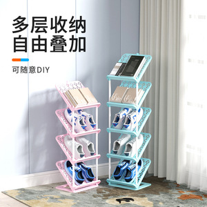 Meuble à chaussures moderne pour entrée, petit et étroit, multi-niveaux, pliable et détachable, étagère de rangement pour dortoir et logement locatif - Product Image 4