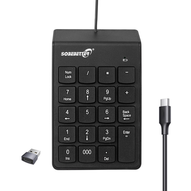 Multi-function Type-C USB Wired Numeric Keypad Password Bank Financial Accounting 19-Key ABS Desktop Keyboard