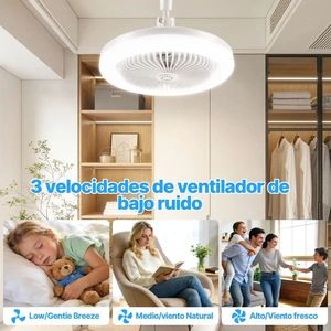 Ventilatore da Soffitto Meccanico con Illuminazione LED 26cm Presa Universale per Uso Domestico - Product Image 5