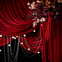 Rideaux de fond de scène pour mariage, couleur rouge bordeaux foncé, en soie, pour la décoration de réceptions de mariage et de fêtes - Meilleures ventes