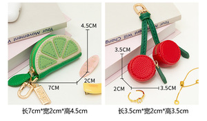 QY PU Leather Mini Zipper Coin <b>Purse</b> Keychain Portable Small Earphone Storage Bag Pendant Wallet Bag - Product Image 5