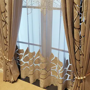 Nordic simple hollow sheer sheer curtain embroidery flannelette wholesale curtains for the living room blackout