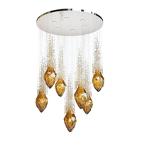 Lustre moderne et simple pour la décoration intérieure, idéal pour les escaliers d'hôtels et de villas, luminaire en verre fait main