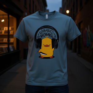 T-shirt Music And Violence Duck Blu Girocollo Unisex Taglia adulto - Product Image 3
