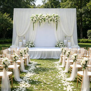 DKB Best Selling Artificial Wedding Ceiling Decorations High Quality Green White Rose Flowers Arrangement Handmade Silk Plastic - Product Image 1