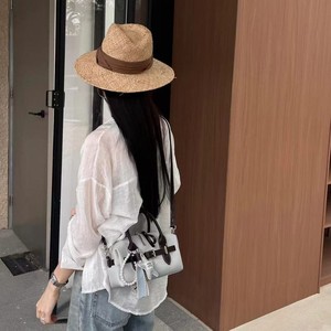 Sacs à bandoulière et sacs travers en cuir véritable contrastant avec fermeture éclair, style cowboy, pour femmes, nouvelle collection haut de gamme coréenne - Product Image 2