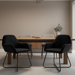 Chaises de salle à manger en velours noir, modernes, avec pieds en métal, meubles pour la maison - Product Image 2