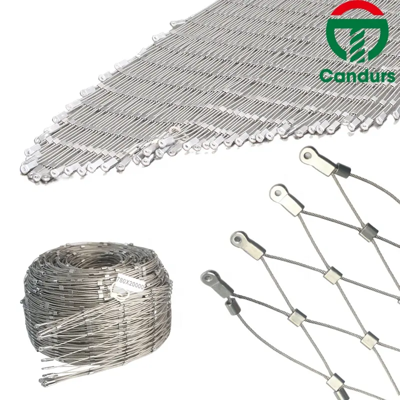Eyelet Ends SS 316 Inox Wire Rope Ferrule Flexible X Tend Stainless Steel Cable Mesh