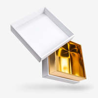Boîte cadeau universelle à tiroir coulissant long, personnalisée, extérieur blanc, intérieur doré, procédé de marquage à chaud, pour emballage de cosmétiques, d'aliments ou de cadeaux