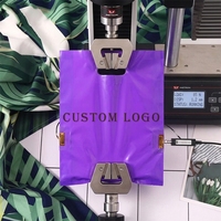 Sacs promotionnels personnalisés en HDPE recyclable avec logo sérigraphié, poignée découpée, style boutique, avec poignée rétractable pour supermarché