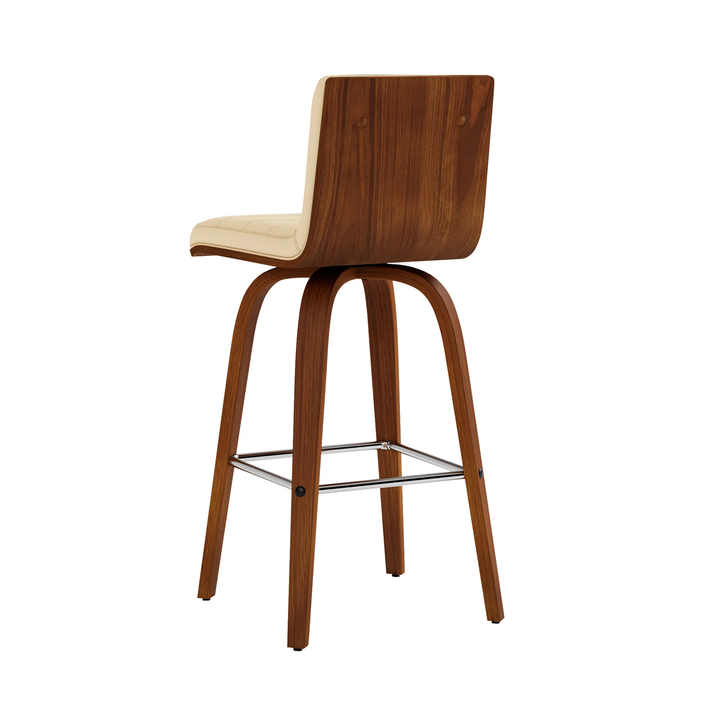 HMS 26\" Cream and Brown Fabric Low Back Counter Height Swivel Bar Chair Iron Base Bar Chair